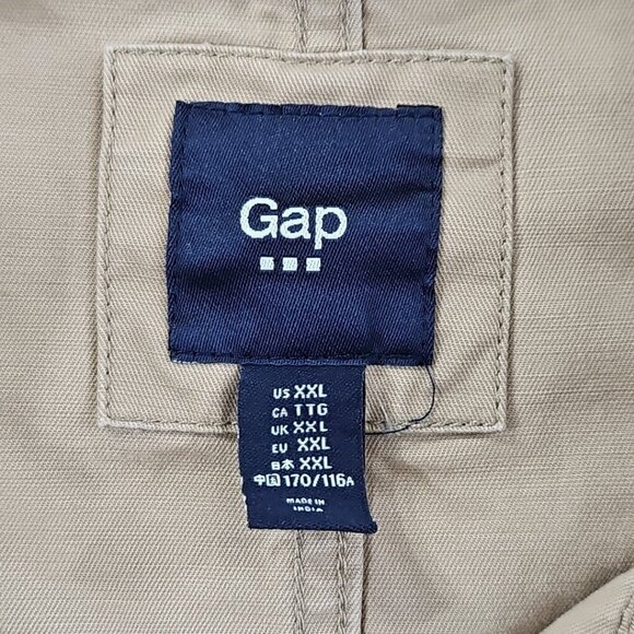 Gap Utility Chore Jacket Men's XXL Safari Khaki Elastic Y2K 4 Pockets EUC - Picture 6 of 16